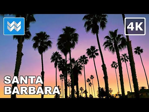[4K] Sunset Walk from Santa Barbara Harbor to Stearns Wharf in California USA Travel Guide 🎧