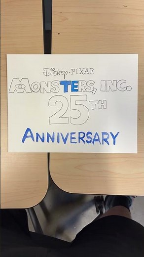 Monsters, Inc. 25th Anniversary Logo with Watercolor Paint #monstersinc2001