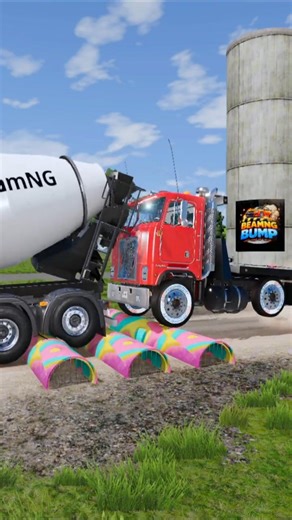 Colorful Truck & Car vs Drain Speed Bumps – BeamNG.drive Crash Test