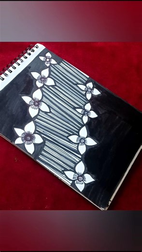 Easy Zentangle Inspired Flower Border 🌸 | Black & White Art Design