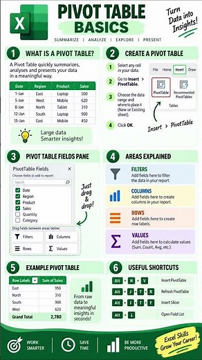Pivot Tables Made Easy! 📊 | Learn Excel Faster & Work Smarter 💚