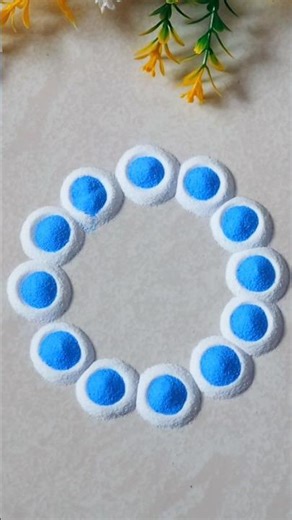 Beautiful Blue Flower Rangoli 💙 | Easy Rangoli Making | Satisfying Blue Rangoli designs 😍 | #song