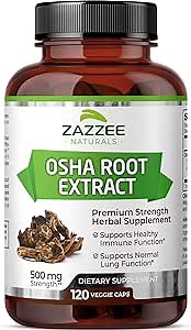 Zazzee OSHA Root 4:1 Extract, 500 mg Strength, 120 Vegan Capsules, 4 Month Supply, Concentrated and Standardized 4X Extract, 100% Vegetarian, Ligusticum porteri, All-Natural and Non-GMO