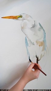 Watercolor Egret painting | Painted Wing