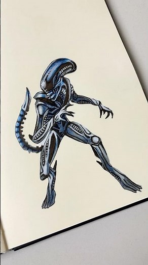 xenomorph drawing#alien #xenomorph #horror #scifi #fyp
