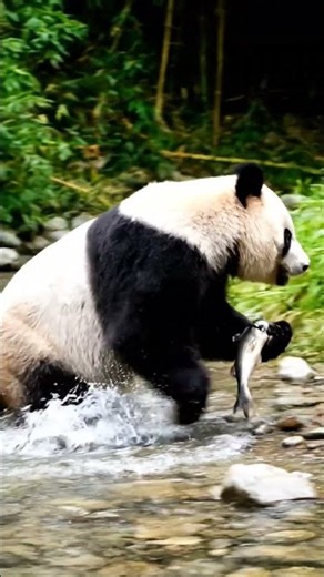 Panda 🐼🐼 catch a fish 🐟🐟