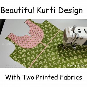 Beautiful Kurti design with two printed fabric for summer 2021 #sewing #stitching #trend #diy #cuttingandstitching #fashion | Knotty Stitches