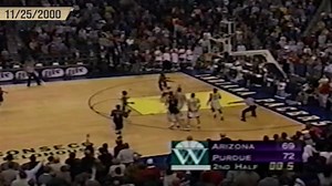 This week in Purdue Basketball history, Gene Keady's Boilers knocked off No. 1 Arizona, 72-69 in Indy. Rodney Smith dropped 20 with Boilermaker icon John Wooden in attendance. | Purdue Athletics