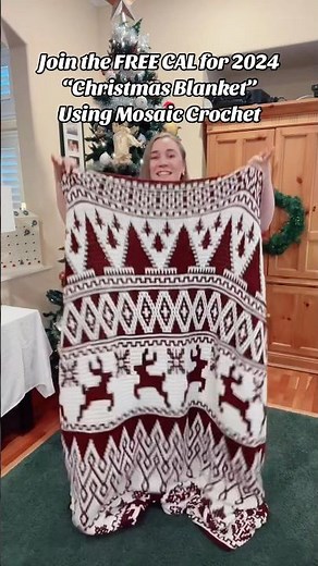 Join the FREE Christmas Mosaic Crochet Blanket Crochet Along for 2024 #crochet
