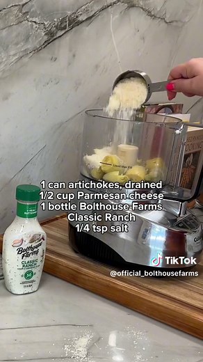 Make this simple, delicious dip using Bolthouse Farms Classic Ranch dressing for National Artichoke Day! #artichokedip #chipsanddip #bolthousefarms #ranchdressing
