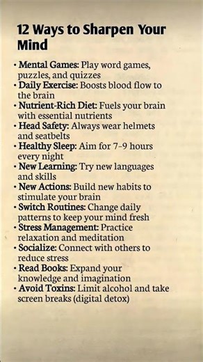 12 Powerful Ways to Sharpen Your Mind Boost Brain Power 🧠 🔥#Mindset