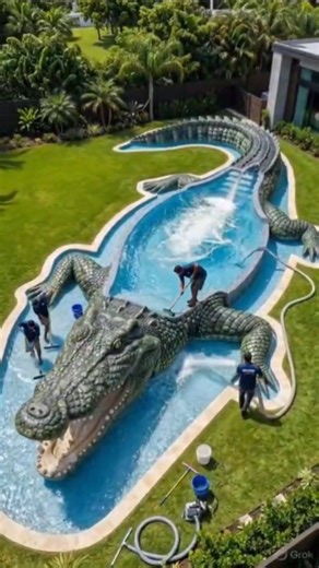 lGiant Crocodile Swimming pool 🐊 #shorts #timelapse #beforeafter #trending #diy