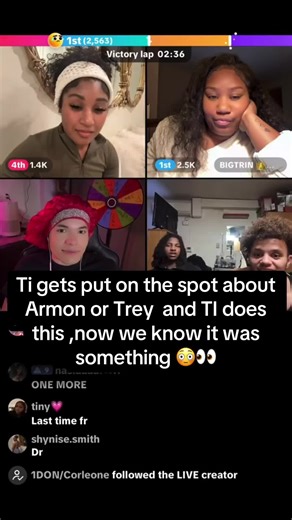 Ti gets put on the spot about Armon or Trey and her reaction had everyone shook 😳👀 she didn’t even hesitate fr #Drama #Tea #Viral #FYP #Clips