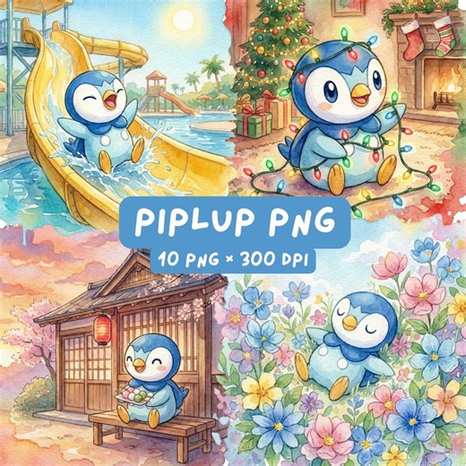 Piplup Watercolor Pokemon Clipart PNG, Printable Pokémon Art (digital Download) - Etsy
