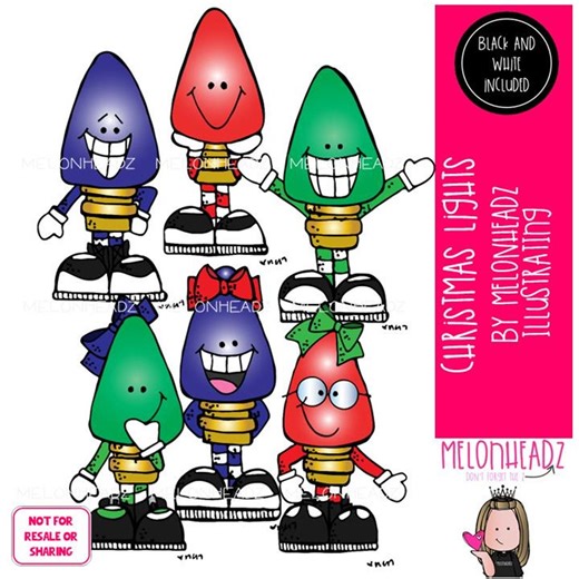 Christmas Lights Clip Art, Light Bulb Mini - Etsy UK