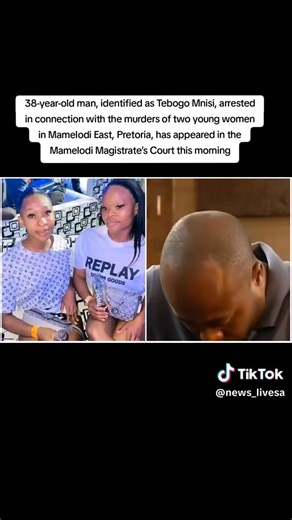 🚨 Court Appearance Today: Former Bouncer Charged with Triple Murder in Mamelodi GBV Case ​MAMELODI – Public attention is focused on the Mamelodi Magistrates Court this morning as Tebogo Mnisi (38) is set to appear to face charges related to a fatal shooting over the weekend. ​Mnisi, a former tavern bouncer, is accused of the execution-style murders of his ex-girlfriend, Tshiamo Moramaga (22), and her cousin, Baleseng Moramaga (21), on Sunday morning in Mamelodi East Extension 17. He also faces 