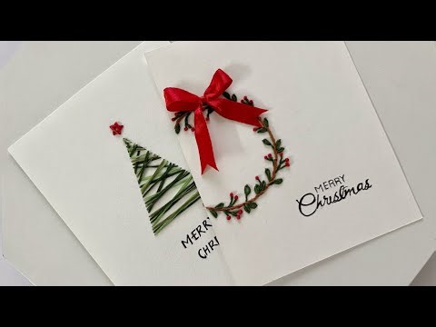 How to make easy embroidered Christmas cards| paper embroidered Christmas cards tutorial #diy