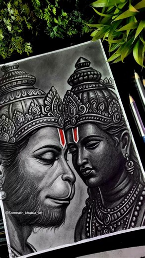 Lord Ram Lala & Hanuman Ji Drawing Sketch 🔥, Ram Navami Drawing #shorts #hanumanji #lordram #drawing