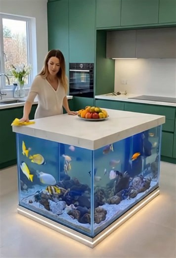 Stunning Kitchen Island Aquarium Ideas for Home Design