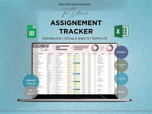 Assignment Tracker Template | Homework Planner | School Task Organizer | Google Sheets & Excel Spreadsheet - Etsy UK