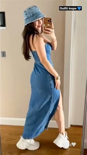 Denim Dress Aesthetic ✨ | Simple Yet Stunning Look 💙 #fashiontips #stayclassy