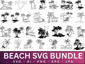 Beach Sketch Clipart: Coastal Line Art Illustrations (digital Download) - Etsy