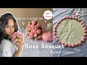 How to Crochet the Rose Bouquet Blanket | Any Size! | Mother's Day Flowers | Beginners Rose Bouquet