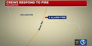 Fire crews respond to early morning 2-alarm fire in Willington