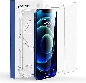 SYNCWIRE Screen Protector for iPhone 12/12 Pro, Tempered Glass Film [Easy Installation Frame] [9H Hardness] [Case friendly] [99.99% HD Clear] [Bubble Free] [Sensitive Touch] for Apple 6.1" - 2 Pack