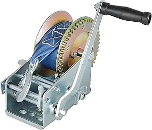 findmall Heavy Duty Hand Winch 3200lbs Hand Crank Strap Gear with 10m Strap Manual Operated Two-Way Ratchet ATV Boat Trailer Marine for Trailering or Loading Boats