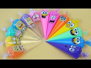 DIY Making Spongebob Squarepants Slime with Funny Pipping Bags! Most Satisfying Slime Video #ASMR