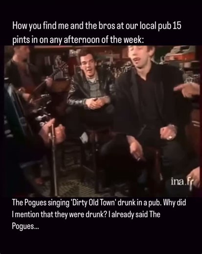 Timeless Old Man’s Rock for everyone on Instagram: "He sounds exactly the same singing drunk in the pub as he does in the recording studio… Pure class Cant take it away from Shane McGowan, he can sing what ever state he’s in Shane MacGowan and The Pogues with an impromptu pub session. Singing one of Kirsty MacCall’s dad’s songs. November 1986. #thepogues #punkmusic #irishfolk #folkmusic #irishmusic"