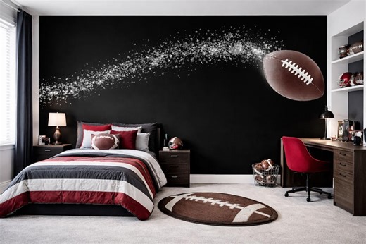 Football Wallpaper Boys Football Room Wall Decal Sports Wall Mural Peel and Stick Wallpaper Teen Bedroom Sports Decor Kids Football Room - Etsy