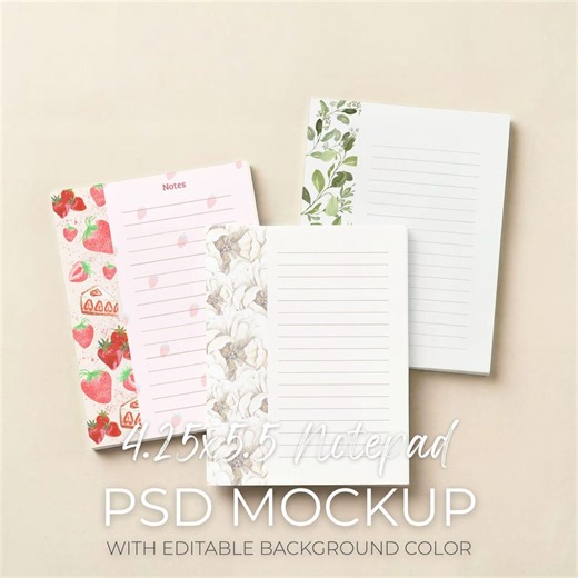 4.25x5.5 Notepad Set Mockup, 3 Paper Pad Mock Up, Stationary Mock-up Template, Vertical Planner Flat Lay Showcase (PSD Smart Object) - Etsy