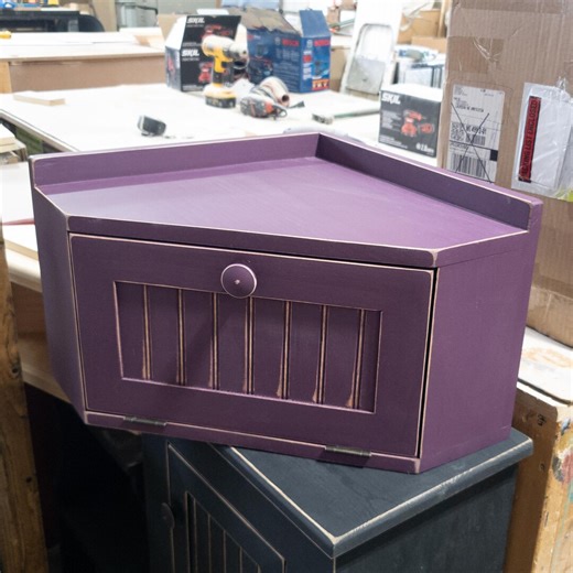 Solid Wood Corner Bread Box - Old Elderberry - Etsy