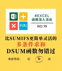 Excel函数深入浅出19:被忽略的DSUM，万能多条件求和！比sumifs好用