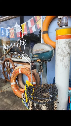 Happy Friday!! Finally got my 1953 Scott-Atwater Gold Pennant out for my vintage boat motor folks!!! A very rare find!!! Also have a vintage Chief motor!! Stop by and check them out along with some Waterfowl goodies that I put out today!! Have a great weekend!! #nautical #vintage #shopsmall #shoplocal #antique #coastal #boatmotor #vintageboatmotor | Angler's Attic