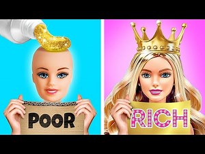 BARBIE TOTAL MAKEOVER TO PRINCESS || Beauty Hacks & Tiny Crafts for Dolls by 123 GO!