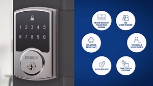 Brinks Electronic Touchpad Deadbolt with Pro-Guard, Transitional, Satin Nickel