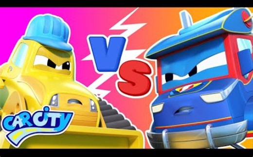 Super Truck vs Bulldozer who is stronger 超级卡车 少儿英语动画 英语启蒙动画 工程车 卡车 推土机