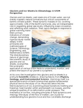 Glacier and Icesheets & STEM - No Prep - Worksheet - 100% Editable