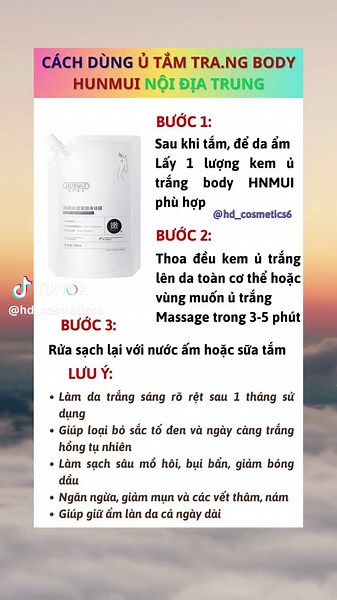 Cách sử dụng kem ủ trắng Hunmui: Review và xu hướng làm đẹp mỗi ngày