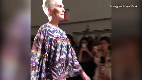 Elon Musk's mother Maye walks down the runway for fashion week