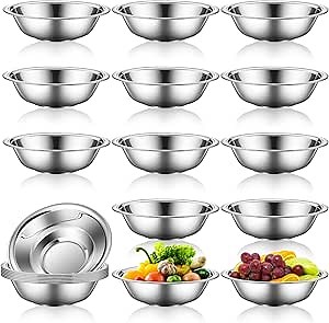 Tioncy 20 Pack Small Mixing Bowls, 3/4 Quart Stainless Steel Prep Bowl for Sauces, Snacks, Side Salads, 6.3 Inch Cooking Baking Bowls Set with Flat Base, Dishwasher Safe