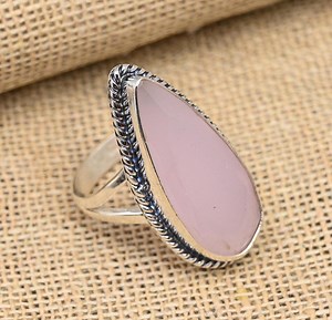 Wonderful Pink Chalcedony Gemstone Jewelry, 925 Solid Sterling Silver Ring, Handmade Gorgeous Silver Ring Gift for Her, Gift for Mom - Etsy