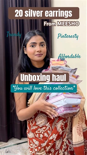 20 Silver Earrings Haul from Meesho✨Budget Unboxing | Under ₹300 | Honest Review & Try-On #meesho
