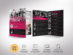 Youth Conference Program Template: Magenta & Black, 8-page Bifold (11x17") - Etsy