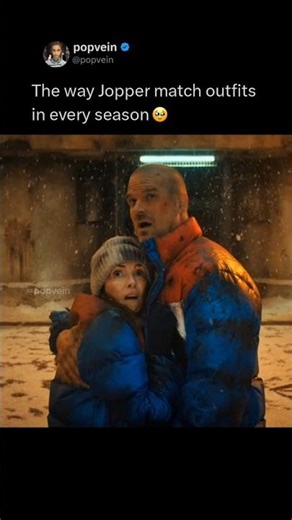 The way Joyce and Hopper match outfits in every season of stranger things 🥹