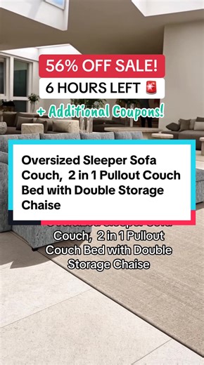 Oversized Sleeper Sofa Couch, 2 in 1 Pullout Couch Bed with Double Storage Chaise #tiktokshopcreatorpicks #tiktokshopjumpstartsale