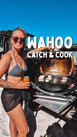 TIM + BRITT CROMIE on Instagram: "Fresh off the Ningaloo Reef and straight onto the BBQ... nothing beats catching and cooking your own wahoo! Wahoo is a prized sport fish known for its incredible speed and sleek silver stripes... but on the plate, it’s just as impressive. The flesh is firm yet flaky, with a mild, slightly sweet flavour often compared to mackerel or tuna, but lighter and cleaner. Perfect for grilling in big slabs! 🐟✨ We kept it simple for our first time cooking - butter, lemon, 